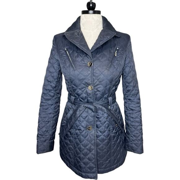 LAUNDRY Quilted Trench  Navy Size 4 - Picture 1 of 8